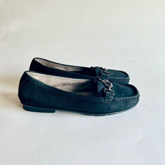 Aerosoles Black Genuine Leather Rubber Outsole Loafers size 8 - Picture 2 of 14